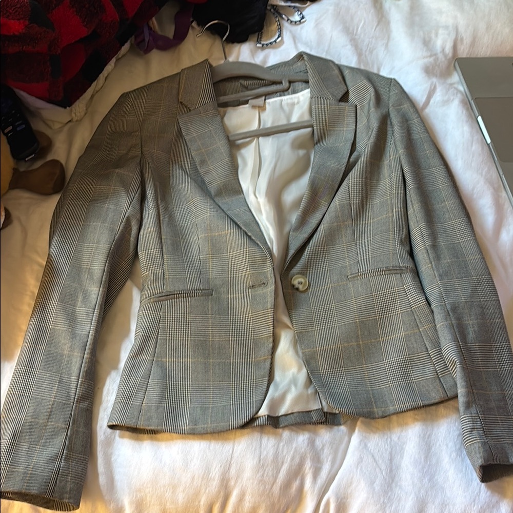 H&M Black and White Checkered Blazer